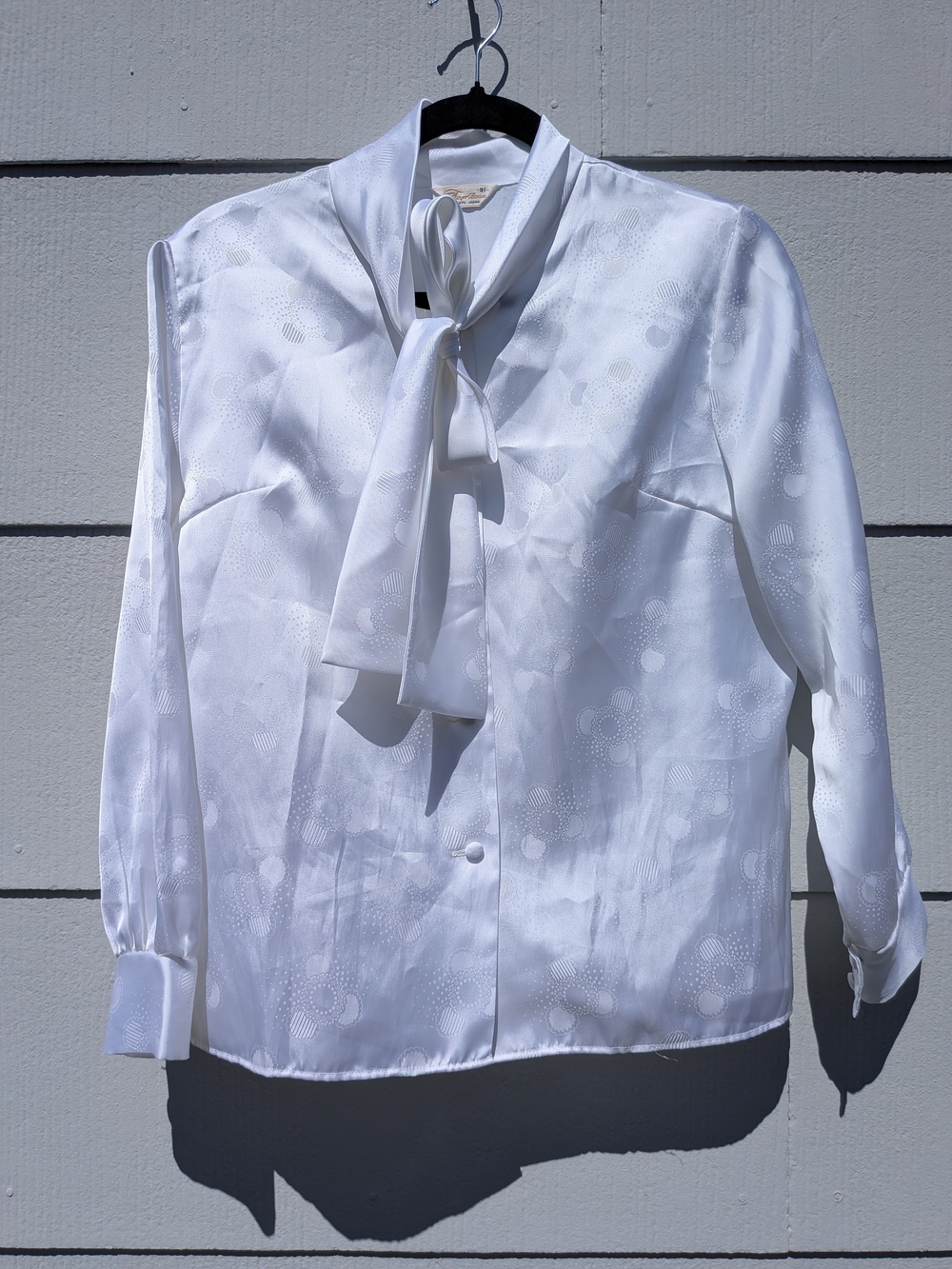 Vintage White Tie-Neck Blouse